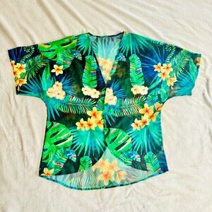 Tropical Floral Sheer Blouse